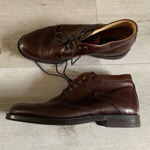 BrassBoot Mens Leather Brown Chukka Boots Lace Up‎ Made In Italy Classic Dressy